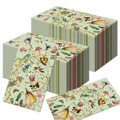 100Pcs Birds Paper Guest Table Napkins Disposable Dinner Napkins,Party Napkins Guest Towels Wedding Napkins for Kitchen,Birthday Party