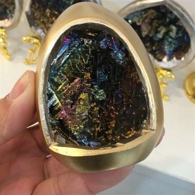 Natural Crystal Natural Rainbow Bismuth Ore Egg Quartz Crystal geode Mineral Specimen 1pc Gift