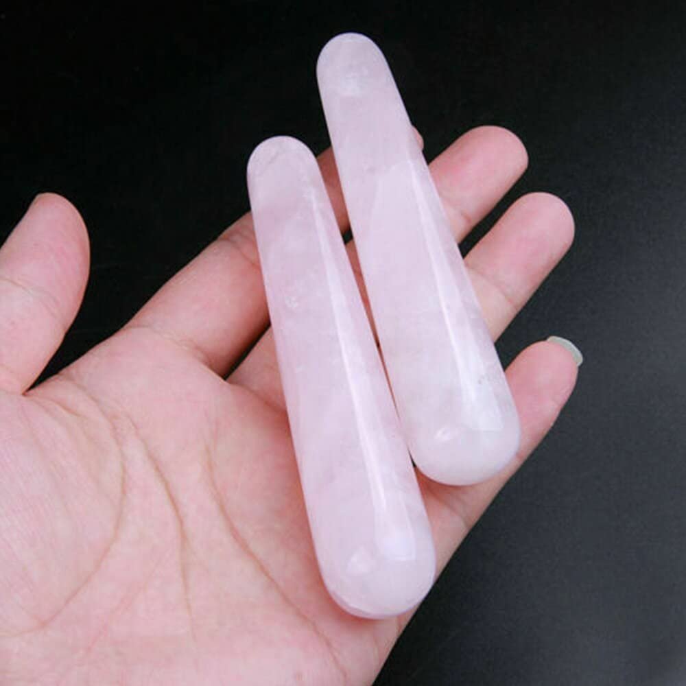 1pcs Natural Rose Quartz Pink Crystal Massage Wands Stick Anti Age Tool JIZTGEDM
