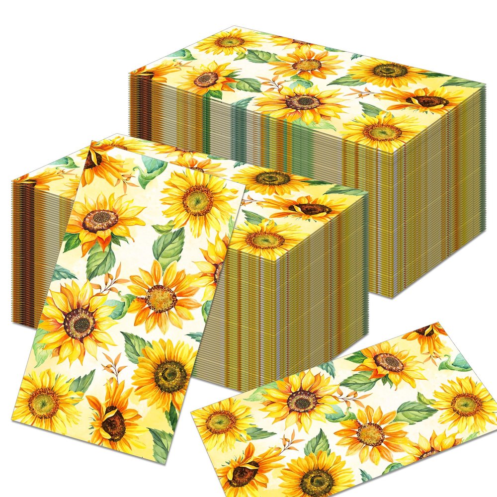100Pcs Sunflower Paper Guest Napkins Disposable Dinner Napkins,Party Napkins Guest Towels Wedding Napkins for Kitchen,Birthday Party