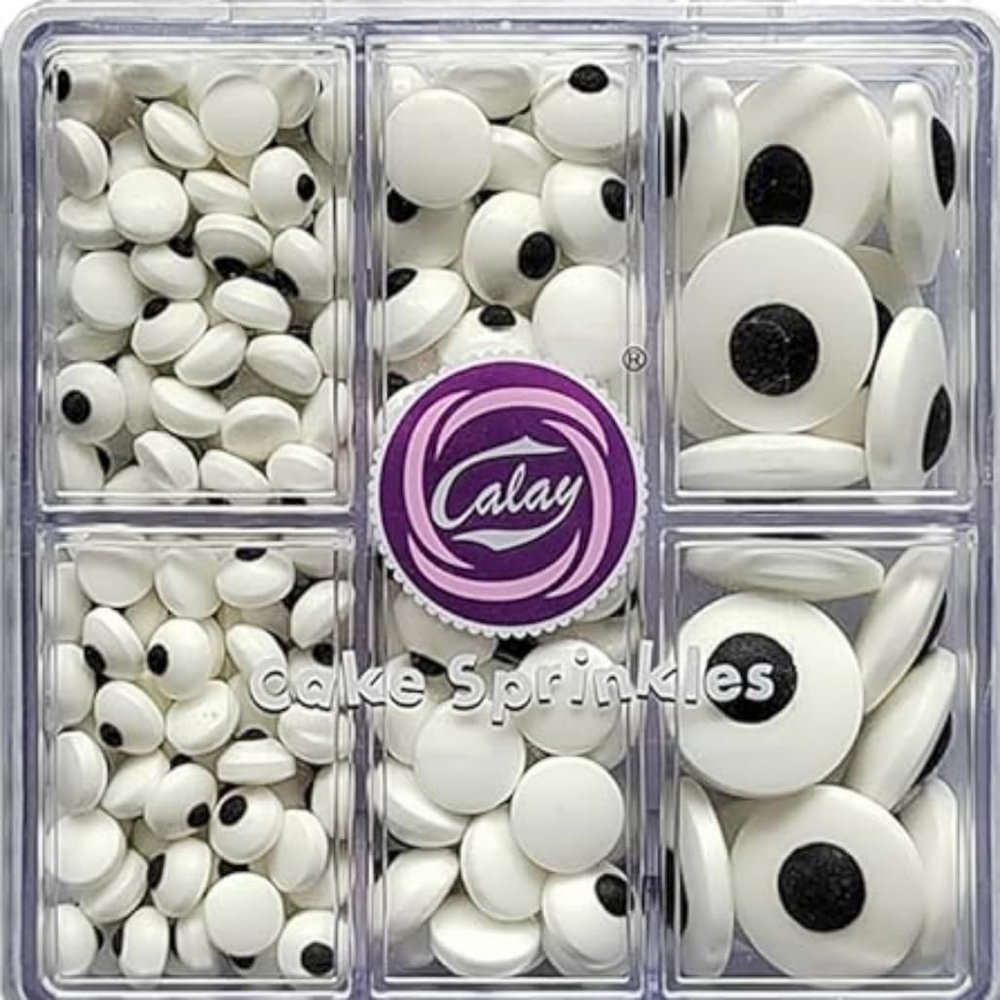 Edible Candy Cake Decoration 80G Mix of three sizes 7mm 1cm 2cm Candy Eye Valentine's Day Birthday Halloween Thanksgiving Christmas party Team Dinner Cake Cupcake Cookies for Dessert Sprinkles