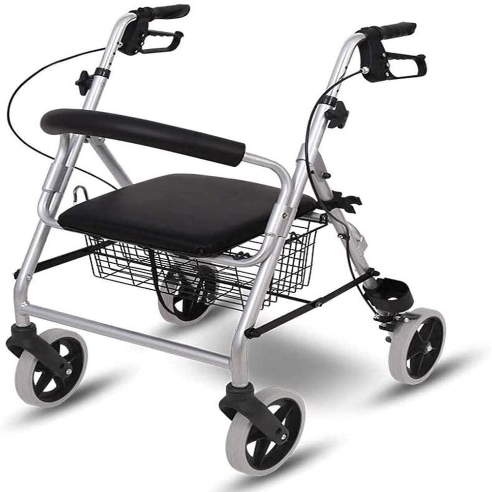 BHANAY Rollator Walker Walker with Seat and Wheels, Collapsible Portable Shopping Cart for Seniors, Walker with Large Capacity Storage Basket Yearn for