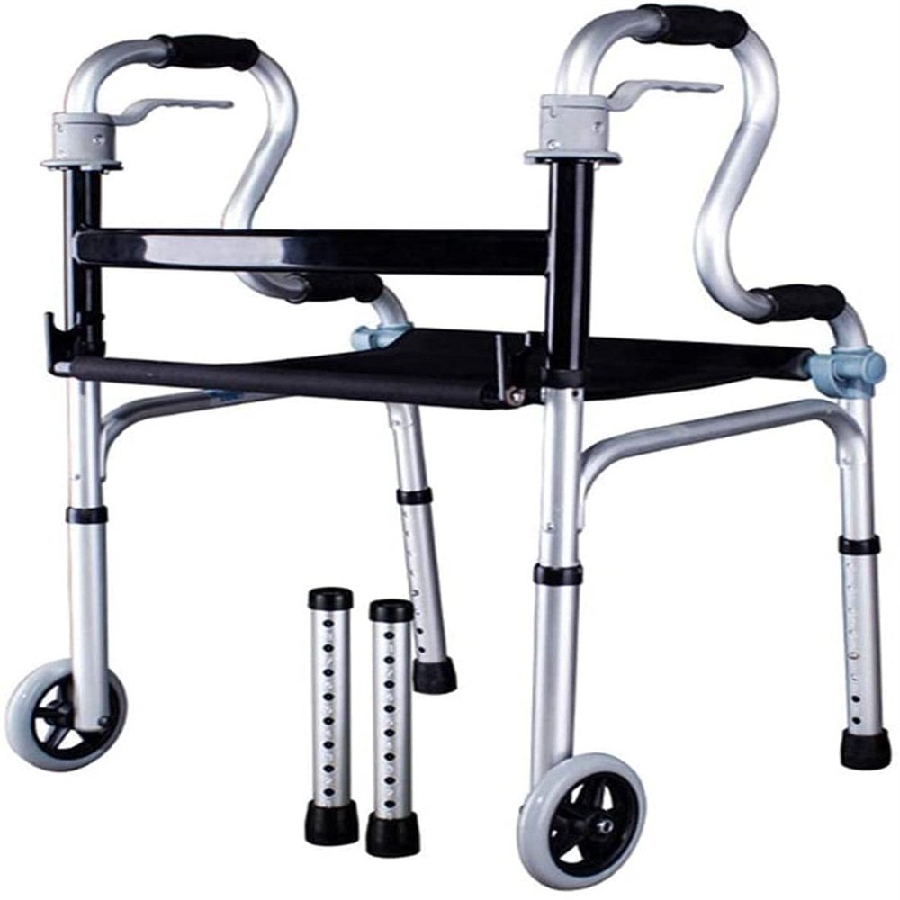 BHANAY Rollator Walker, Four Wheeled with Seat Lightweight Foldable Aluminium Frame Suitable Home Outdoor Walking Mobility Aid Small Gift