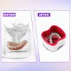 2 PCS Denture Bath Cases Set, 2 Denture Storage Case & 2 Cleaning Brushes, Dental False Teeth Holder, Plastic Denture Retainer Box, Double Layer False Teeth Bath Cup with Strainer Basket view 4