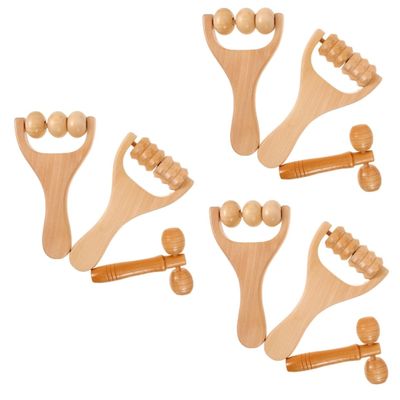 FRCOLOR 3sets Wood Massage Roller for Hand Forearm and Legs Manual Massager Tool Wood Roller Design for Thigh Hip and Foot Massage Self Massaging Tools for Home Use
