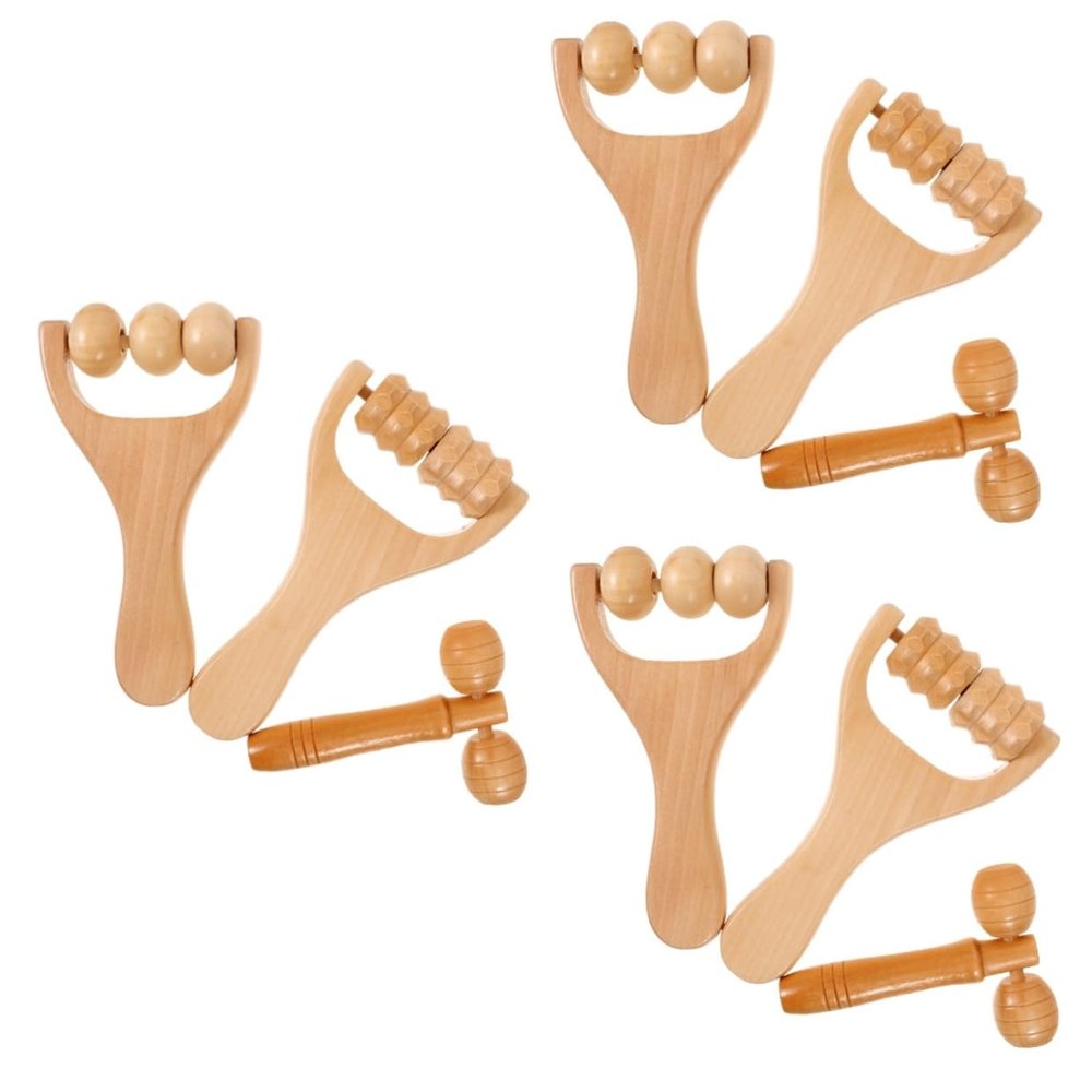 FRCOLOR 3sets Wood Massage Roller for Hand Forearm and Legs Manual Massager Tool Wood Roller Design for Thigh Hip and Foot Massage Self Massaging Tools for Home Use