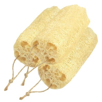 100% Organic Loofahs Loofah Spa Exfoliating Scrubber Natural Luffa Body Wash Sponge Remove Dead Skin Made Soap Pack of 3 (Color : Beige, Size : 12cm)