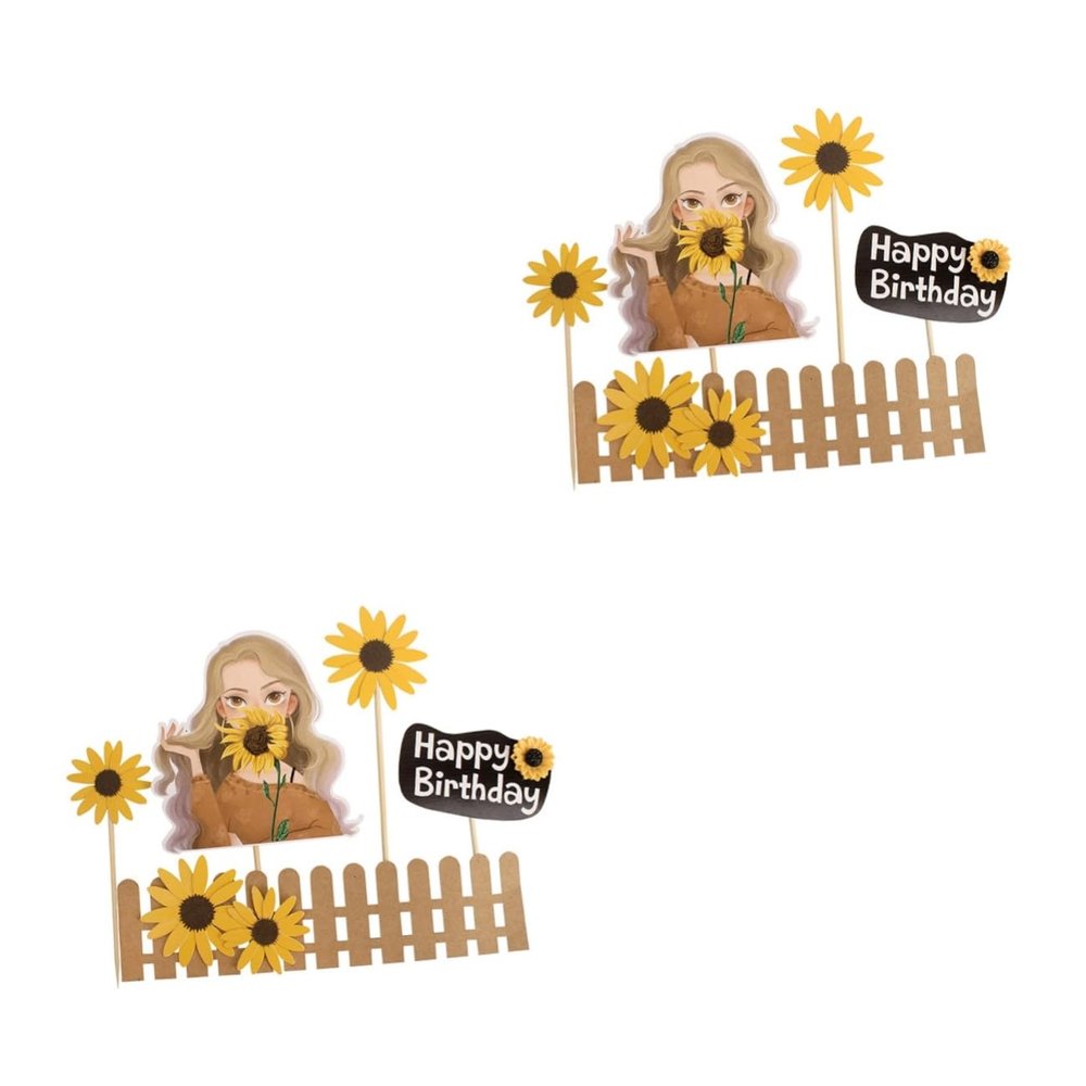 Abaodam 50pcs Sunflower Cake Topper for Decoration Flower Cake Picks for Wedding Party Cupcake Decor