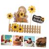 Abaodam 50pcs Sunflower Cake Topper for Decoration Flower Cake Picks for Wedding Party Cupcake Decor view 2