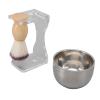 3 Piece Shaving Brush Set for Men Acrylic Brush Holder Bubble Cup Nylon Bristle Brush Set view 1