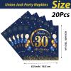 20P Navy Blue Gold 30th Birthday Paper Serviettes Napkins,Boys Happy 30th Birthday Party Napkins Disposable,Birthday Serviettes Tissue Beverage Luncheon Decorative Paper Napkin for 30th Boy,Him Party view 2