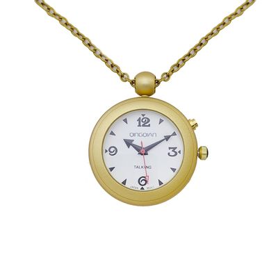 QINGQIAN English Voice Talking Watch for Blind,Visually impaired or Elderly,Super Light Aluminum Shell Gold Pendant Pocket Watch