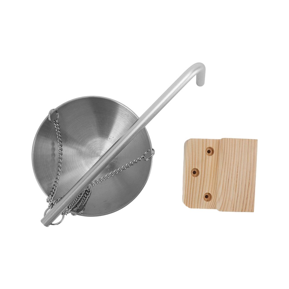 Stainless Steel Hanging Sauna Bowl Aromatherapy Oil Cup with Wooden Block for Sauna Room (400ml)