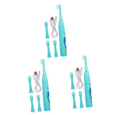 FOMIYES 3sets Boys and Girls Electric Toothbrush Cartoon Design Convenient for Boy Girl Toothbrush Years Old