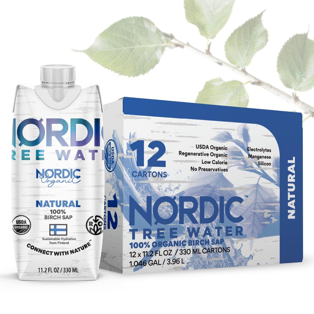 Nordic Tree Water 100% NATURAL Birch Water Harvested in Finland ORGANIC, GLUTEN FREE - (Pack of 12)