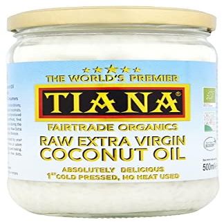 Raw Extra Virgin Coconut Oil 500ml (Pack of 2)  Organic, First Cold-Pressed & Unrefined  Pure Coconut Oil for Cooking, Skin & Hair  Vegan, Keto & Fairtrade  TIANA