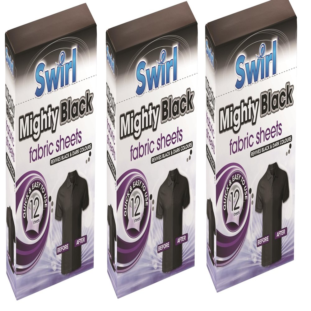 Revives Mighty Black Fabric Dye Sheets - Restore Black and Dark Colors - Pack of 12 by Swirl (3)