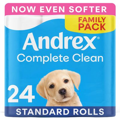 Andrex Complete Clean Toilet Roll 24 Rolls (Previously Andrex Classic Clean Toilet Tissue) Unbeatable Toilet Paper with Unique 3D Wave, FSC Certified