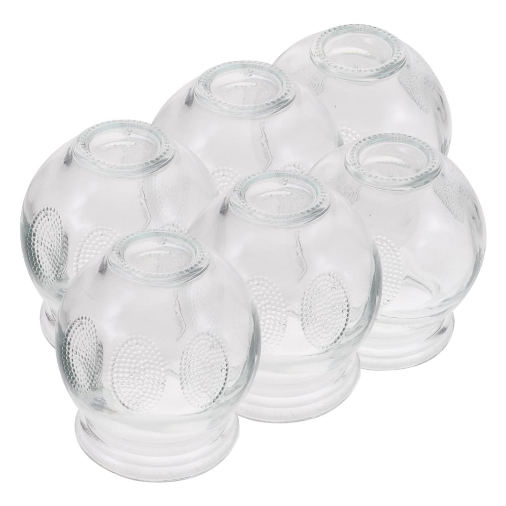 Beavorty 6pcs Glass Suction Cups Cupping Set Massage Cups Strong Adsorption Theracup Made from Glass