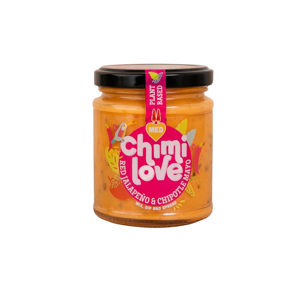 Chimilove Red Jalapeo & Chipotle Mayonnaise Plant-Based South American Sauce - A Harmonious Blend of Creamy Smokiness and Spicy Kick from Red Jalapenos and Aji Chilies. 190ml