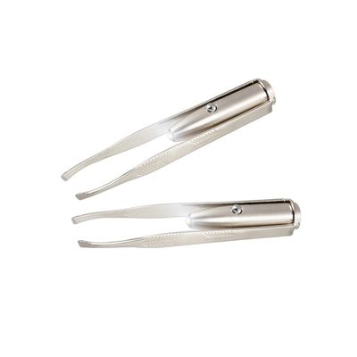 MAGICLULU LED Tweezers Eyebrow Hair Removal Tweezer with Bright LED Light Precision Slant Tip for Facial Hair Shaping Portable Makeup Tool for Women Girls Bathroom Use