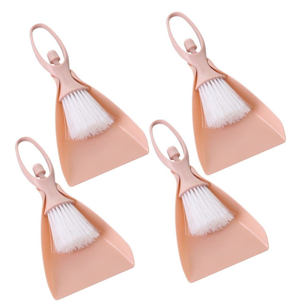 FRCOLOR 4sets Mini Broom and Dustpan Cleaning Set Desktop Cleaner for Household Supplies Cleaning Tools for Small Spaces and Pet Areas