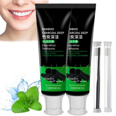 Bamboo Charcoal Deep Toothpaste, Clean White Toothpaste, Activated Carbon Toothpaste, Activated Carbon Deep Clean White Toothpaste to Remove Tooth Stain Fresh Breath (2pc)