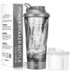 HIYAA Electric Protein Shaker Bottle, 16 oz Rechargeable Vortex Portable Electric Mixer with Powder Storage Box, BPA Free, Shaker Cups for Protein Shakes and Meal Replacement Shakes, Grey view 1