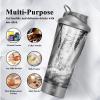 HIYAA Electric Protein Shaker Bottle, 16 oz Rechargeable Vortex Portable Electric Mixer with Powder Storage Box, BPA Free, Shaker Cups for Protein Shakes and Meal Replacement Shakes, Grey view 2