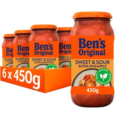 BENS ORIGINAL Sweet and Sour Extra Pineapple Sauce Jar, Bulk Multipack 6 x 450 g