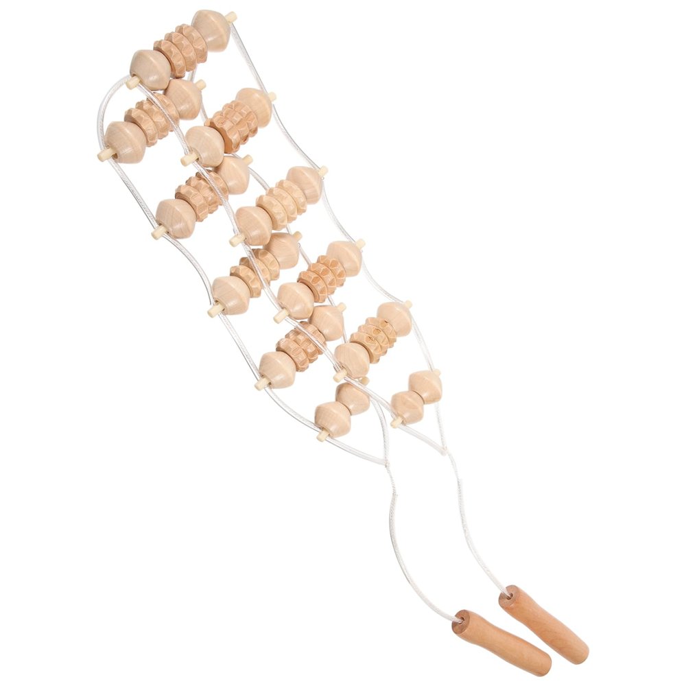 Beavorty Wooden Back Massager Roller Stick, Handheld Muscle Stretch Roller for Neck Shoulder Back Pain Relief, Portable Body Massage Tool for Home Wellness and Relaxation