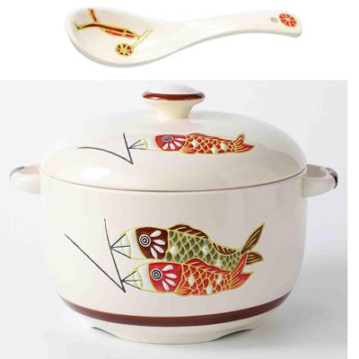 LNJZMDSS Casserole Dish Casserole,Stew Pot, Soup Pot, Ceramic Hand-Painted Soup Cup, Water-Separated Double-Ear Soup Bowl Household Kitchen Utensils with Lids,001,2300ml
