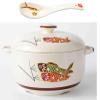 LNJZMDSS Casserole Dish Casserole,Stew Pot, Soup Pot, Ceramic Hand-Painted Soup Cup, Water-Separated Double-Ear Soup Bowl Household Kitchen Utensils with Lids,001,2300ml view 1
