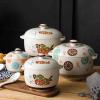 LNJZMDSS Casserole Dish Casserole,Stew Pot, Soup Pot, Ceramic Hand-Painted Soup Cup, Water-Separated Double-Ear Soup Bowl Household Kitchen Utensils with Lids,001,2300ml view 3