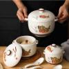 LNJZMDSS Casserole Dish Casserole,Stew Pot, Soup Pot, Ceramic Hand-Painted Soup Cup, Water-Separated Double-Ear Soup Bowl Household Kitchen Utensils with Lids,001,2300ml view 4