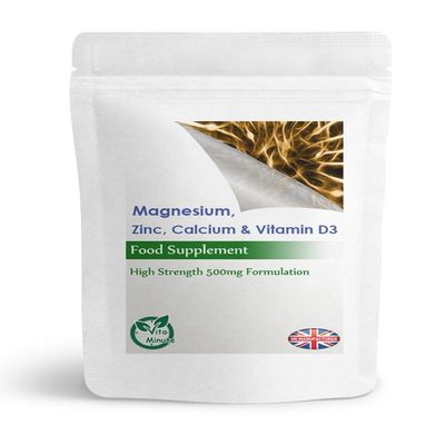 Calcium, Magnesium, Zinc & Vitamin D3 Tablets, Essential Minerals (Pack of 30)