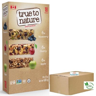 True to Nature Bars, 18 x 35g Made From All Natural Ingredients Non-GMO, Gluten-Free, Vegan and Kosher Boxed Slamtech