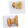 MAGICLULU Solid Wood Round Head Pan Brush Kitchen Cleaning Dish Brush for Washing Supplies view 3