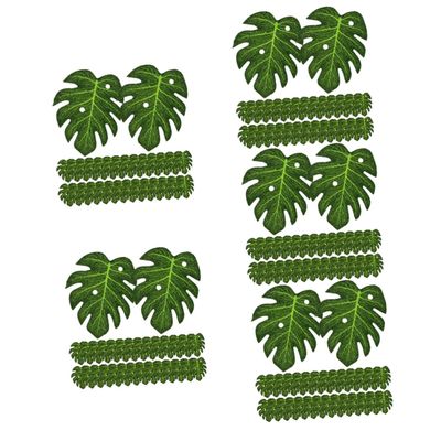 Cabilock 5sets Palm Tree Cupcake Toppers Tropical Leaves Cake Decorations 60pcs*5
