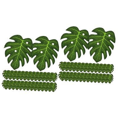 Cabilock 2sets Unique Palm Leaf Cupcake Topper Set Mini Jungle Decor for Birthday Wedding Anniversary 60pcs*2