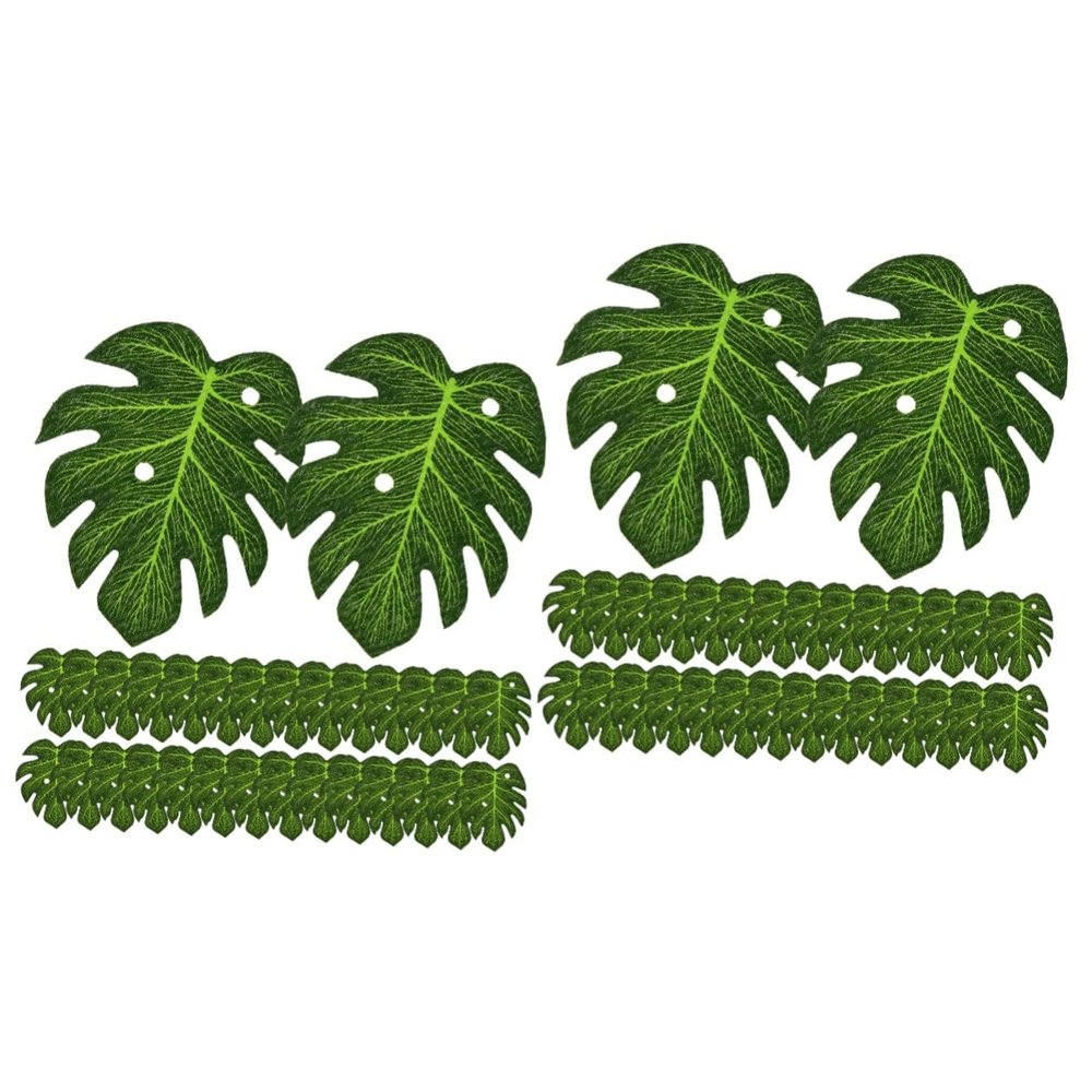 Cabilock 2sets Unique Palm Leaf Cupcake Topper Set Mini Jungle Decor for Birthday Wedding Anniversary 60pcs*2