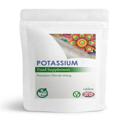 Potassium 200mg Tablets, Blood Pressure, Nervous Function, Muscle Support (Pack of 180)