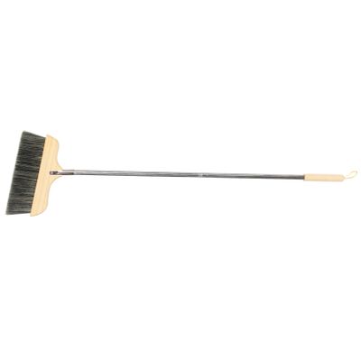 PRETYZOOM Heavy Duty Household Broom Long Handle Bristle Broom with Soft Natural Bristles Stainless Steel Rod and Wooden Handle for Kitchen Outdoor Cleaning