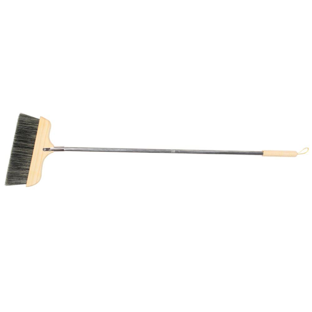 PRETYZOOM Heavy Duty Household Broom Long Handle Bristle Broom with Soft Natural Bristles Stainless Steel Rod and Wooden Handle for Kitchen Outdoor Cleaning
