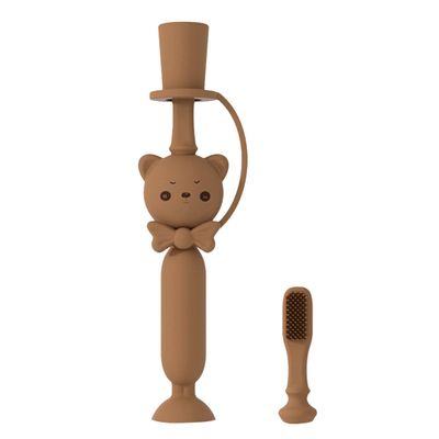 minkissy Silicone Training Toothbrush Bear Handle Safe for Toddlers First Toothbrush for Boys and Girls Finger Brush Oral Care Tool Random Color