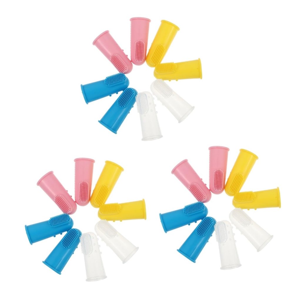 minkissy 12pcs Finger Toothbrush Silicone Brush for Boys and Girls Boy Oral Massager for Teething Toy Scenario Random Color
