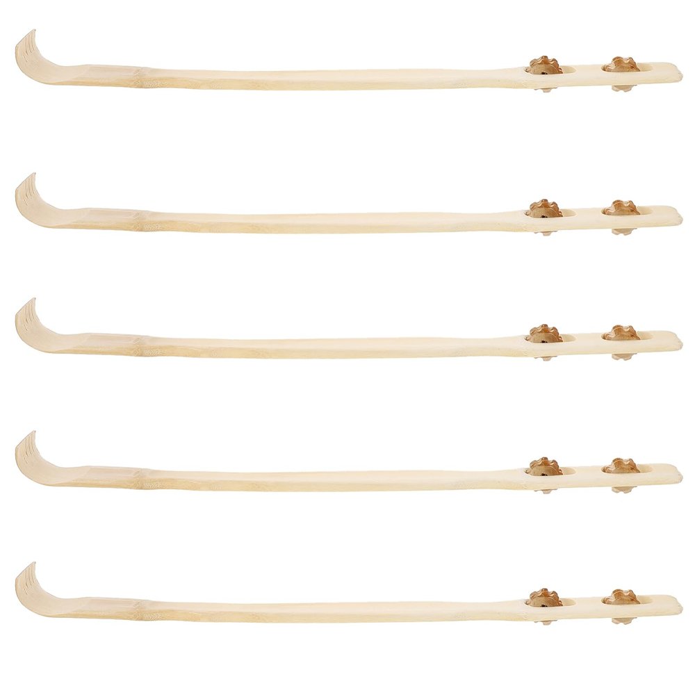 Beavorty 5pcs Bamboo Back Scratchers for Massaging Portable Handheld Extendable Back Scratchers for Travel and Home Use