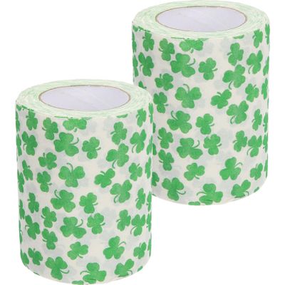 TOVINANNA 2rolls Clover Toilet Paper Household Bathroom Tissue Roll Printed Pattern Napkin Paper for Home and Hotel