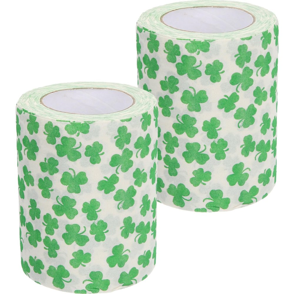 TOVINANNA 2rolls Clover Toilet Paper Household Bathroom Tissue Roll Printed Pattern Napkin Paper for Home and Hotel