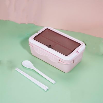 GERRIT Compartment Lunch Box, Plastic Lunch Box, Lunch Box/141 (Color : 02 (Cherry Blossom Pink))
